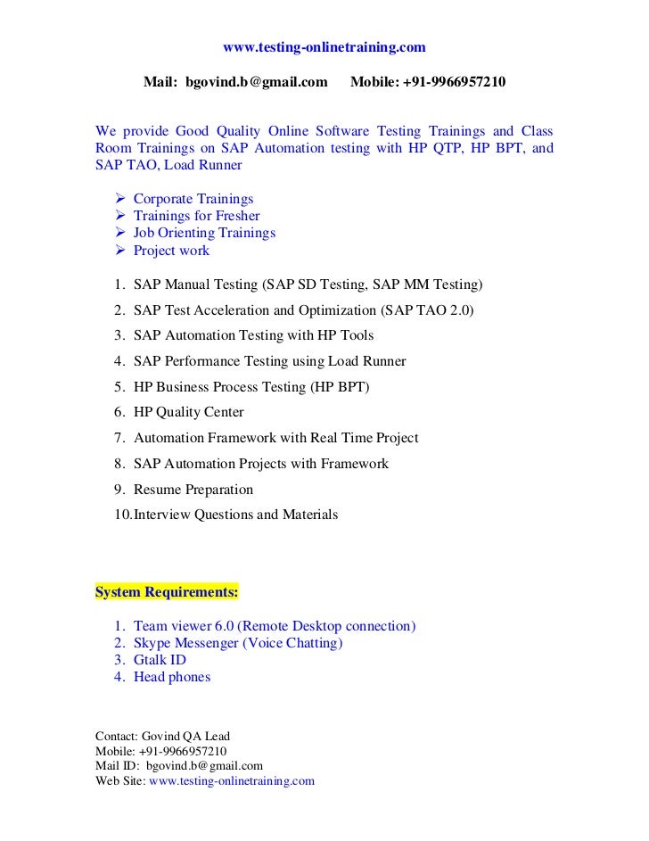 qtp resume