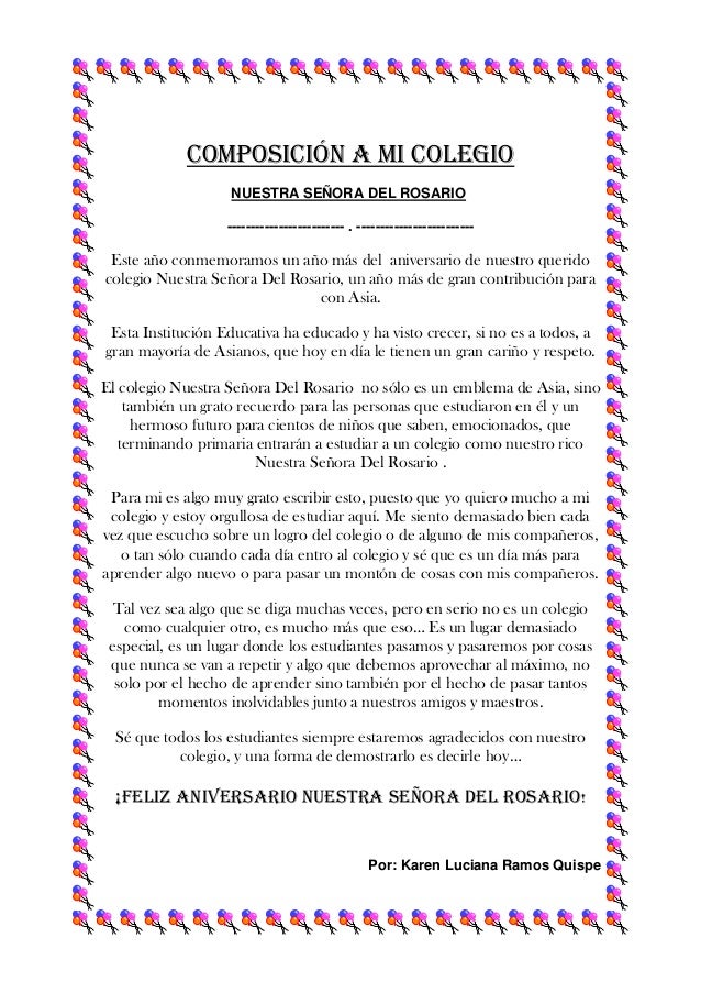 COMPOSICIÓN A MI COLEGIONUESTRA SEÑORA DEL ROSARIO COMPOSICIÓN A MI COLEGIONUESTRA SEÑORA DEL ROSARIO