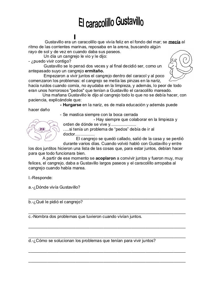 EJERCICIOS DE LECTURA DE COMPRENSION ejercicios de lectura de comprension: