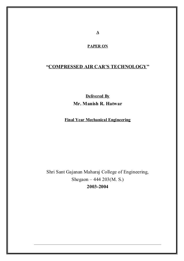 Compressed air car research paper