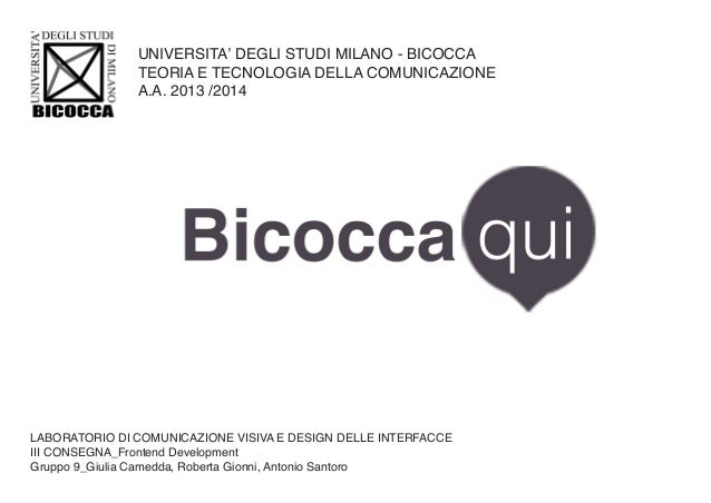 UNIVERSITAâ€™ DEGLI STUDI MILANO - BICOCCATEORIA E TECNOLOGIA DELLA ...