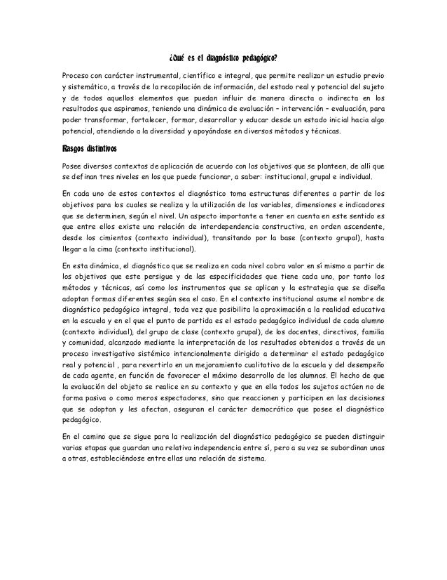 Concepto de diagnostico pedagogico Concepto de diagnostico pedagogico