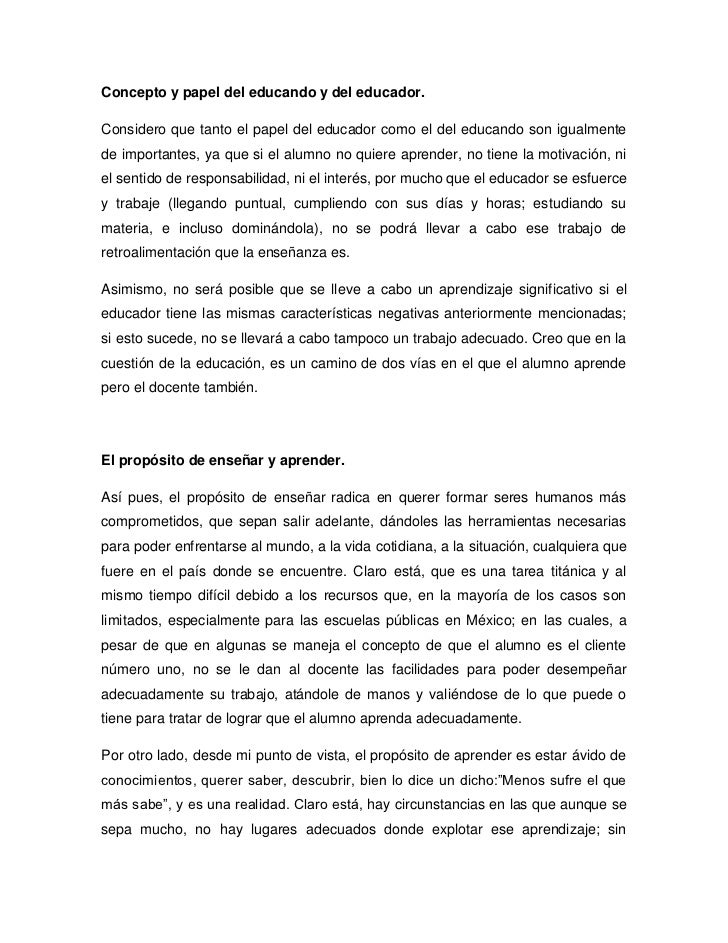CONCEPTO DE EDUCADOR concepto de educador: