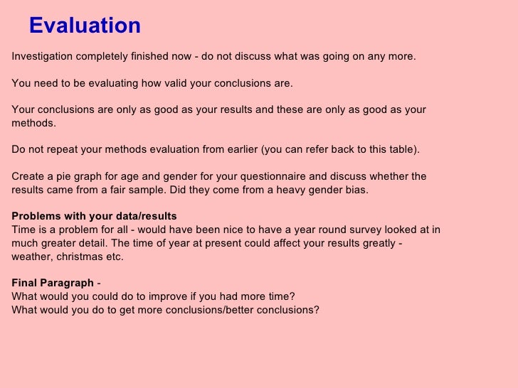 How to write an evaluation for science coursework