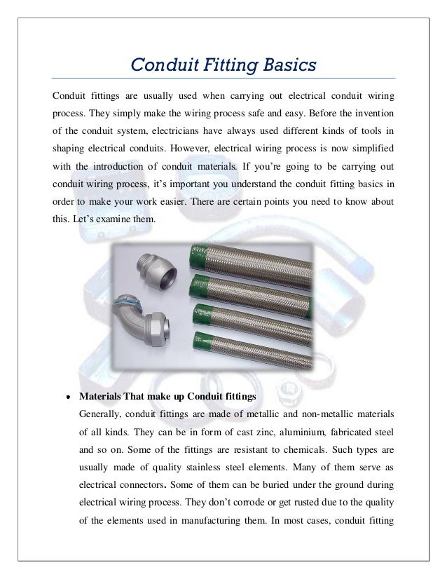 Conduit fitting basics