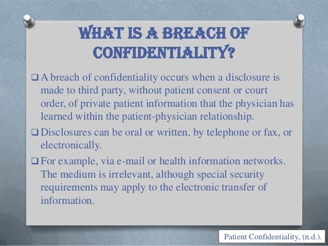 define breach of confidentiality define breach of confidentiality