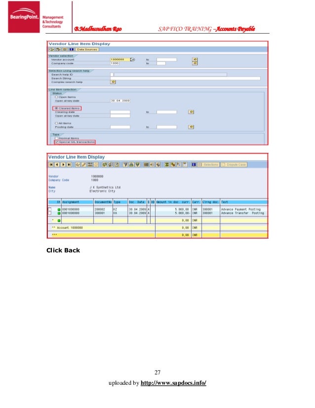 Sap Fico Accounts Payable End User Training Manual
