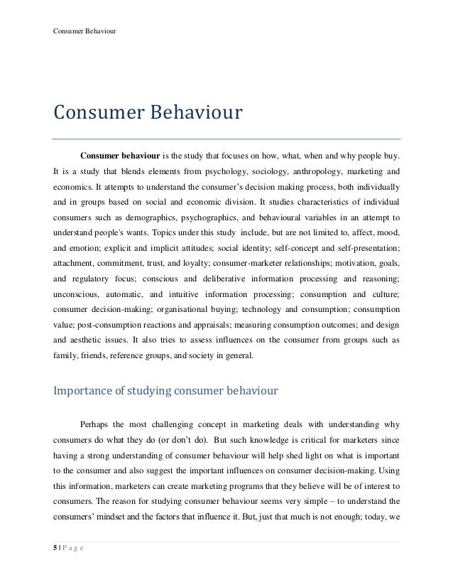 Consumer behavior term paper topics