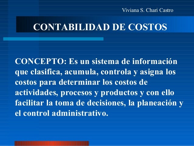 CONCEPTO DE COSTOS concepto de costos: