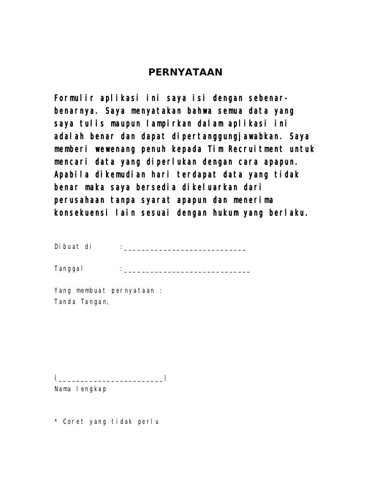 Contoh formulir aplikasi kerja karyawan by daniel doni 