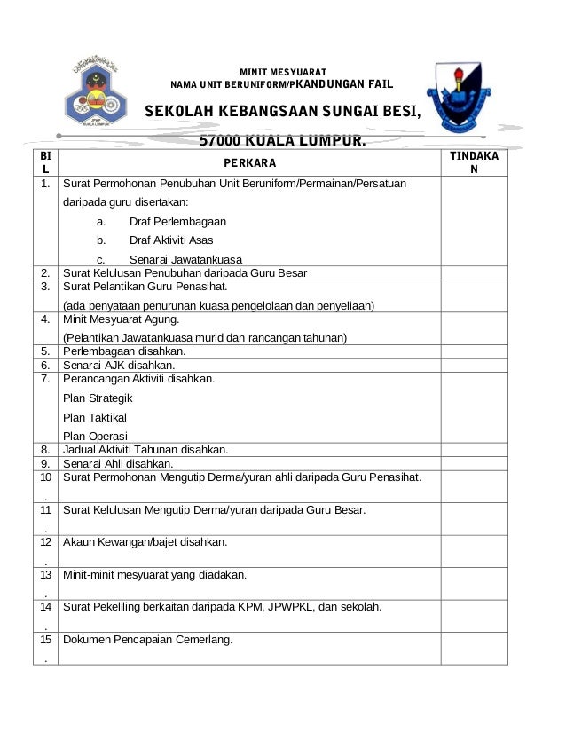 Contoh perisian awal fail kokurikulum
