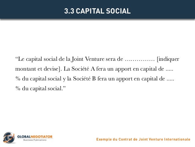 CONTRAT DE JOINT VENTURE INTERNACIONALE  Modèle de Contrat et Exemple