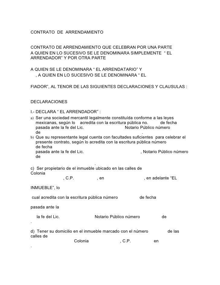 Contrato+De+Arrendamiento+Simple+Mexico CONTRATO DE ARRENDAMIENTOCONTRATO DE ARRENDAMIENTO QUE CELEBRAN POR ...