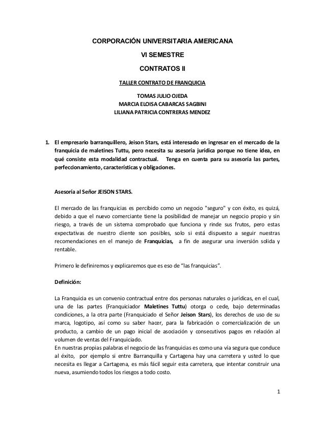 FRANQUICIAS CONTRATO franquicias contrato: