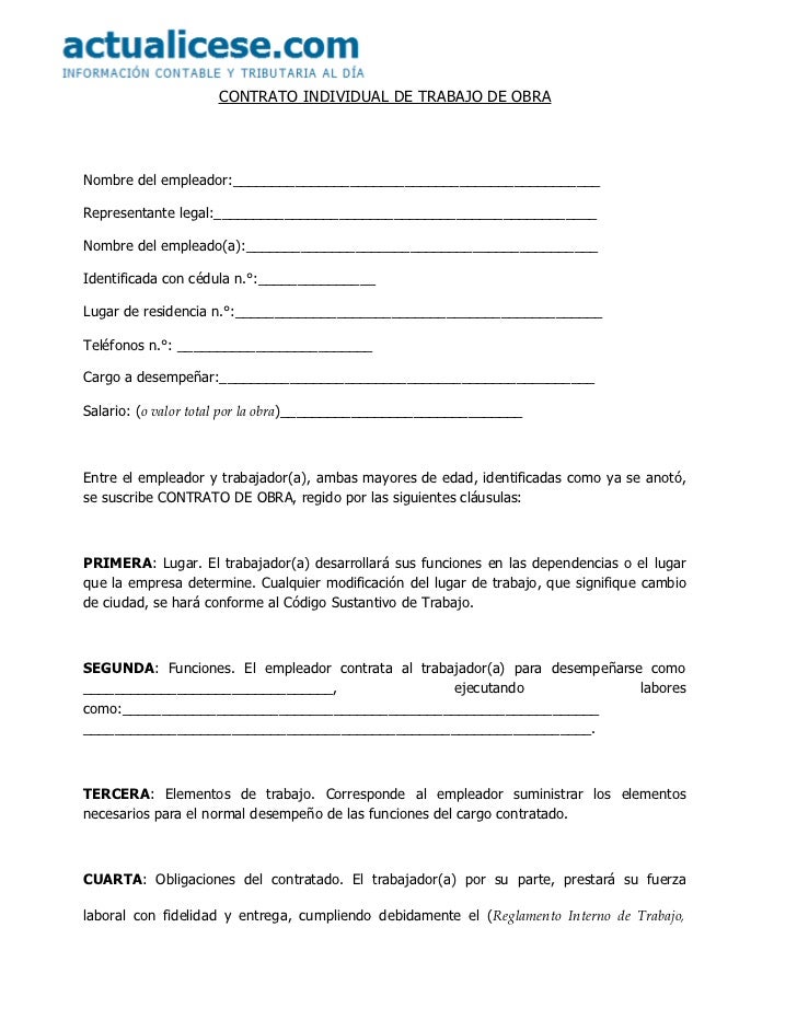 FORMATO CONTRATO OBRA formato contrato obra: