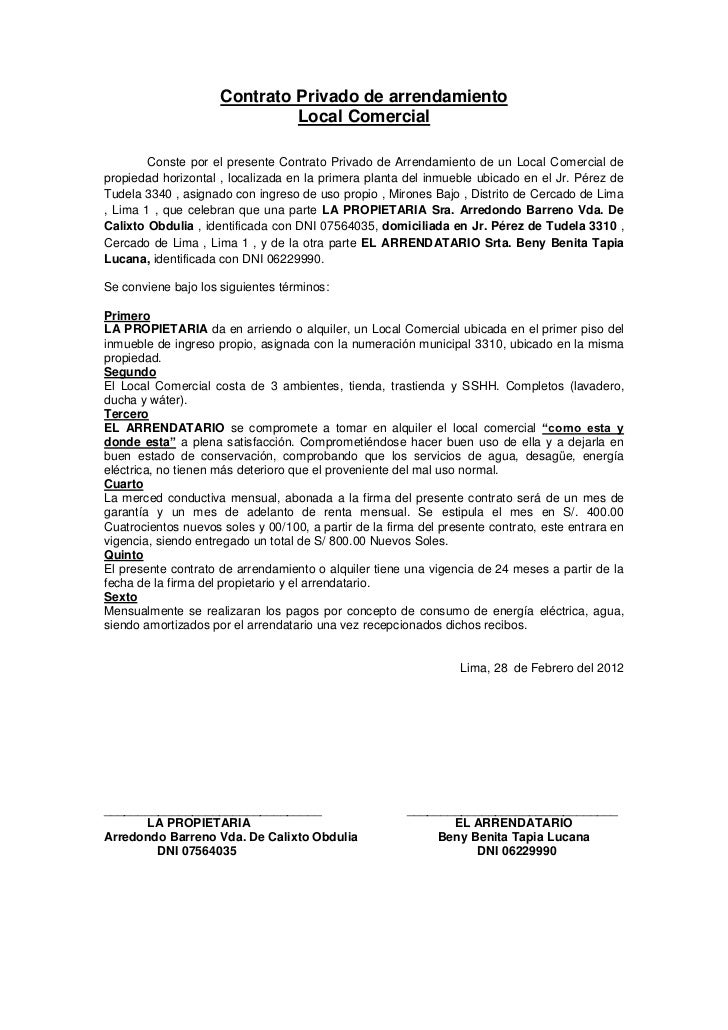 FORMATO CONTRATO ARRENDAMIENTO LOCAL formato contrato arrendamiento local:
