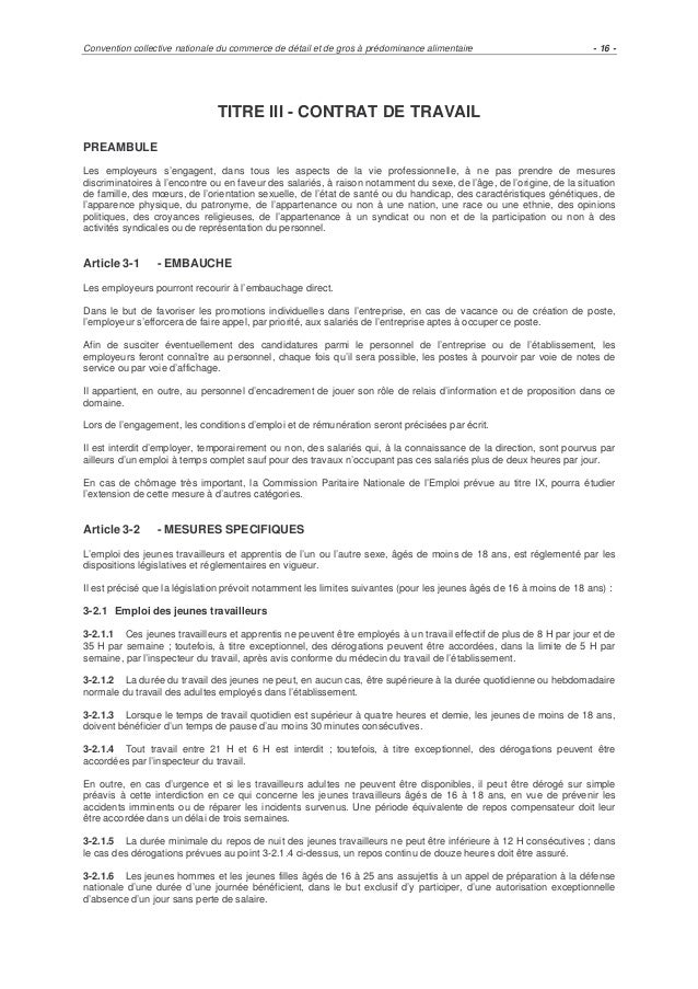 convention collective nationale du commerce de detail et de gros a predominance alimentaire