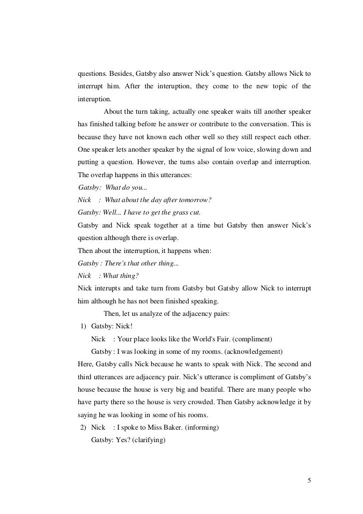 Conversation analysis in the great gatsby movie