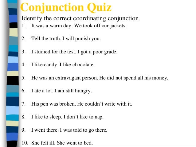 Conjunction Test For Grade 3 conjunctions and but or so