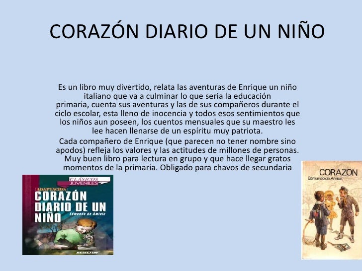 EL LIBRO CORAZON DIARIO DE UN NINO el libro corazon diario de un nino: