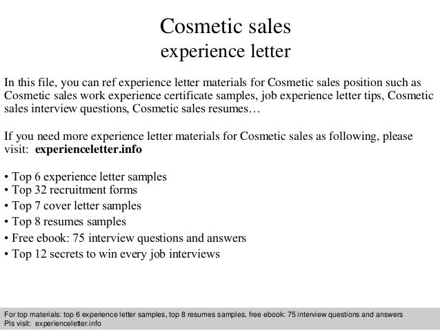 Cosmetics sales resume sample