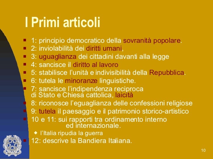 I 12 Principi Fondamentali Della Costituzione Italiana Spiegazione Costituzione Italiana