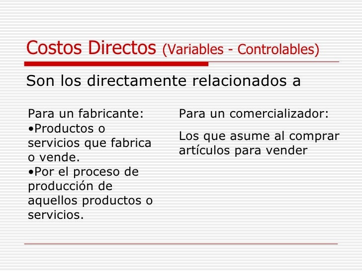 Costo directo Costo directo