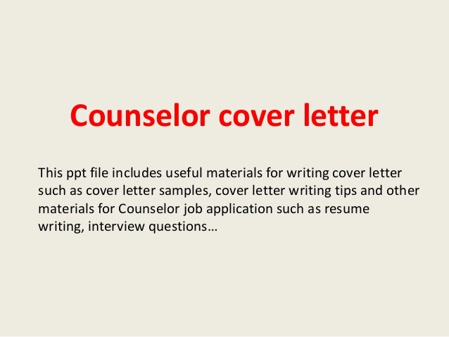 Counselor cover letter