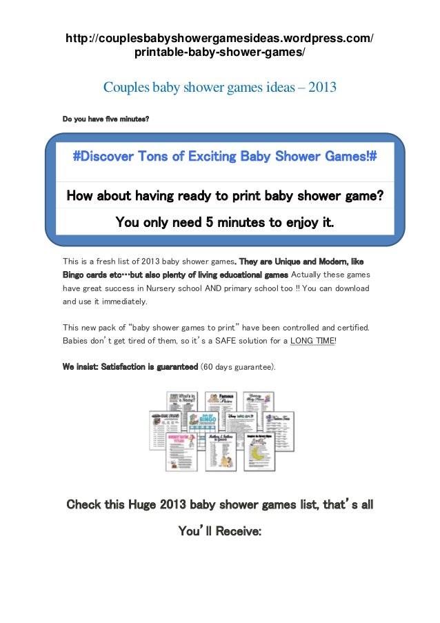 Couples baby shower games ideas