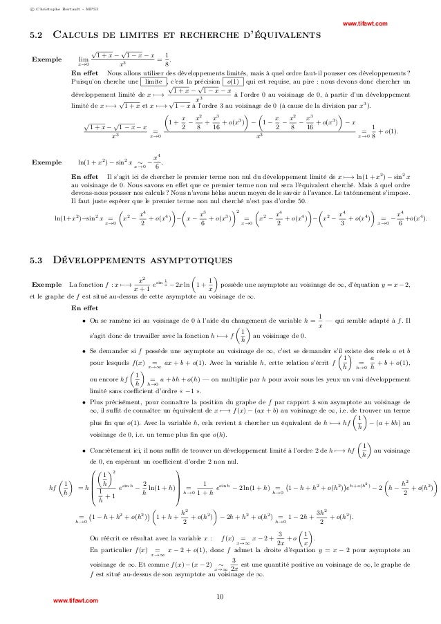 exemple de developpement limite en 0