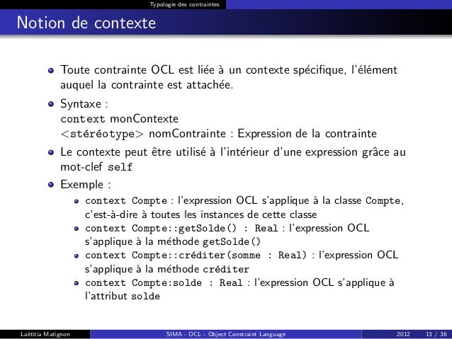 exemple de contrainte ocl