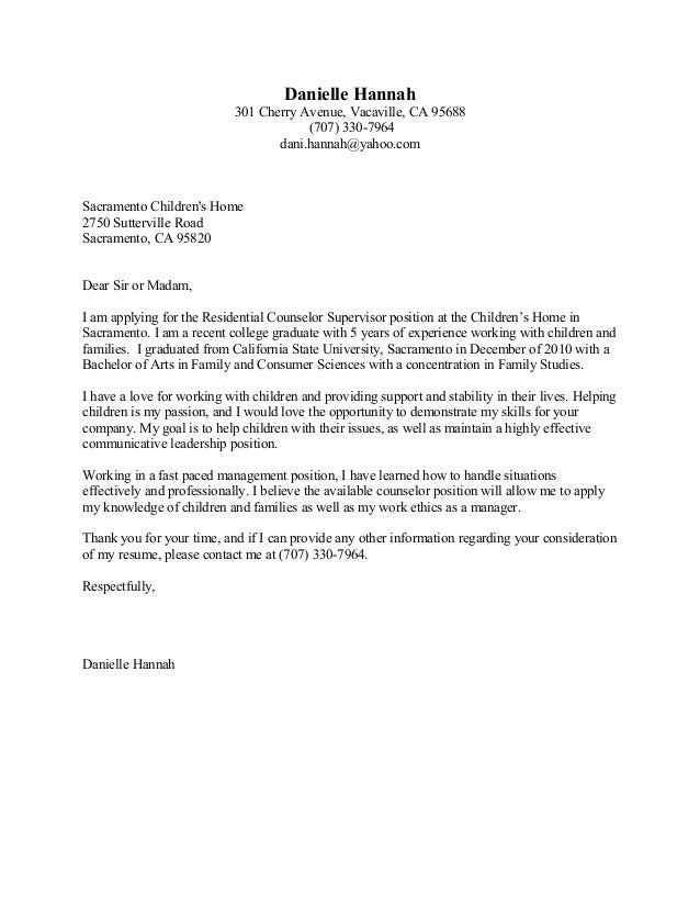 residential counselor cover letter 08072017 youth counselor cover letter