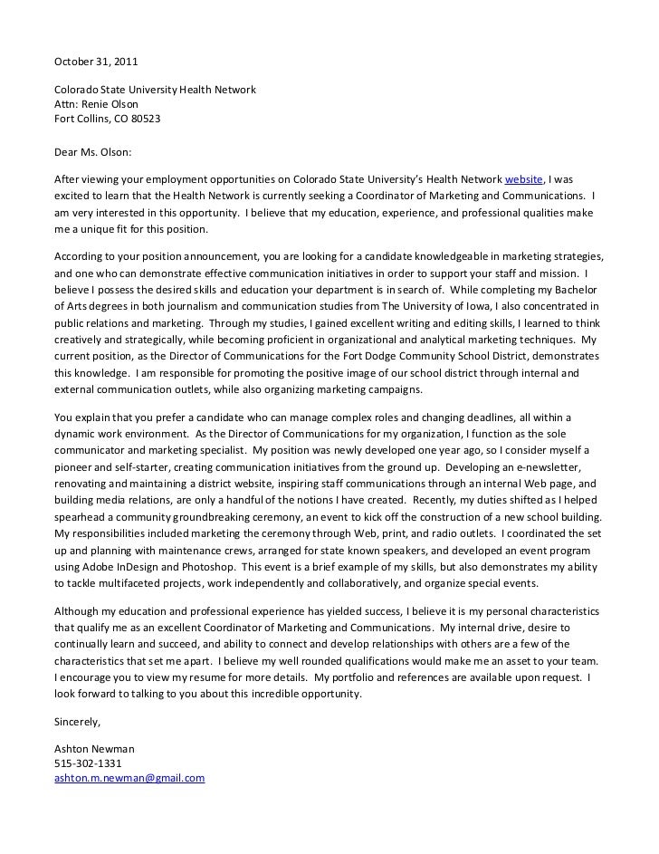 letter marketing cover sample