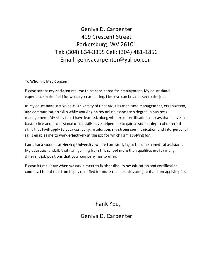 part time job cover letter student
