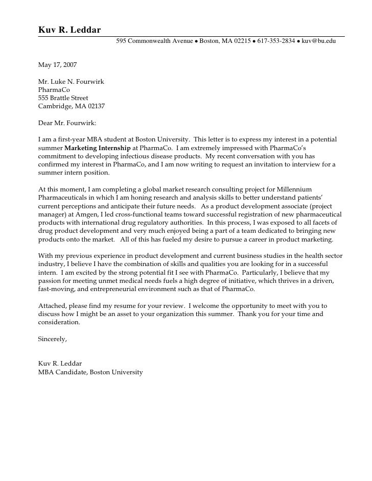 Finance Internship Cover Letter Example