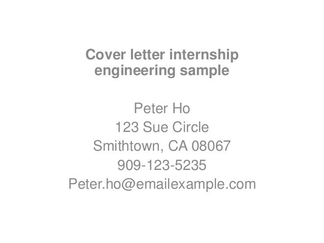 Cover Letter Internship Engineering Sample