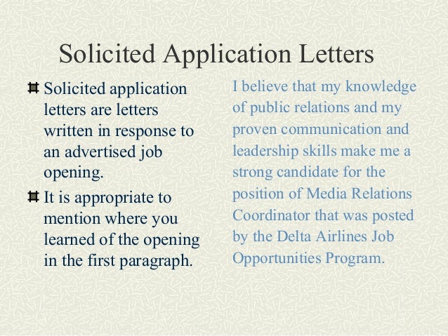 solicited cover letter sample