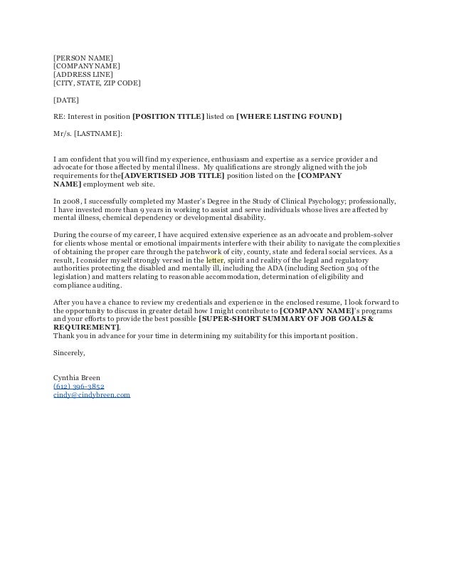 Cover Letter Template