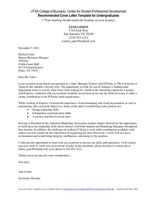 covering letter sample for resume