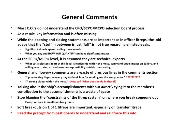 Cpo fitrep observations