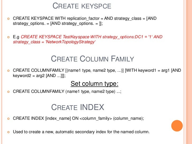 Cassandra create keyspace strategy_options