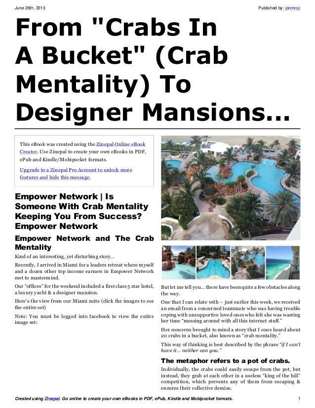 Empower Network Is Someone With Crab Mentality (Crabs In a Bucket)