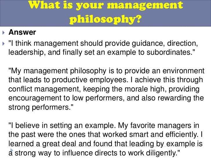 management philosophy examples