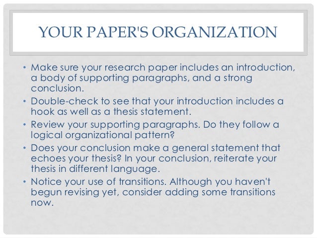 Organization of research paper