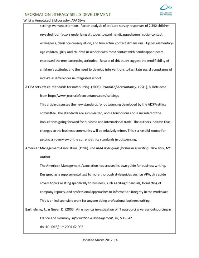 Annotated bibliography for websites apa