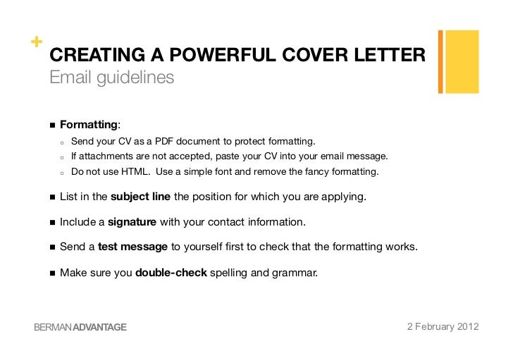 Writing the body of a cover letter