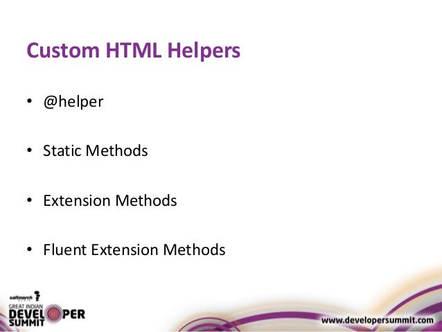 asp.net mvc 3 creating custom html helpers Create a custom html helper in aspnet mvc creating a custom html helper when you have a specific use case that isn’t covered by the default html helpers. asp.net mvc 3 creating custom html helpers Create a custom html helper in aspnet mvc creating a custom html helper when you have a specific use case that isn’t covered by the default html helpers.