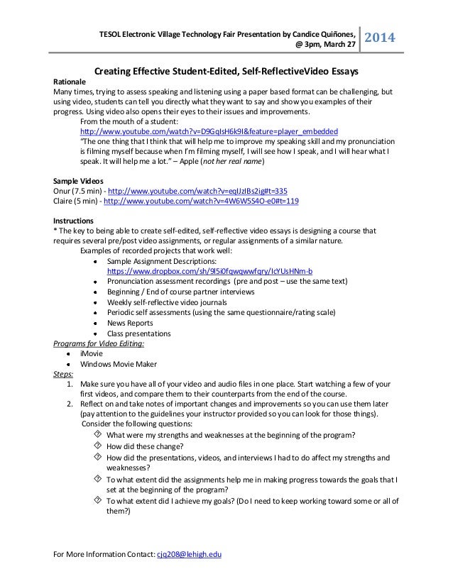 reflective essay thesis