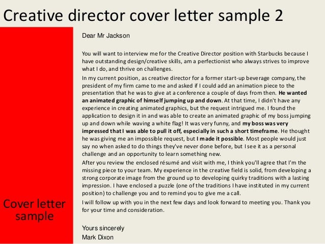 Cover letter examples for creative jobs