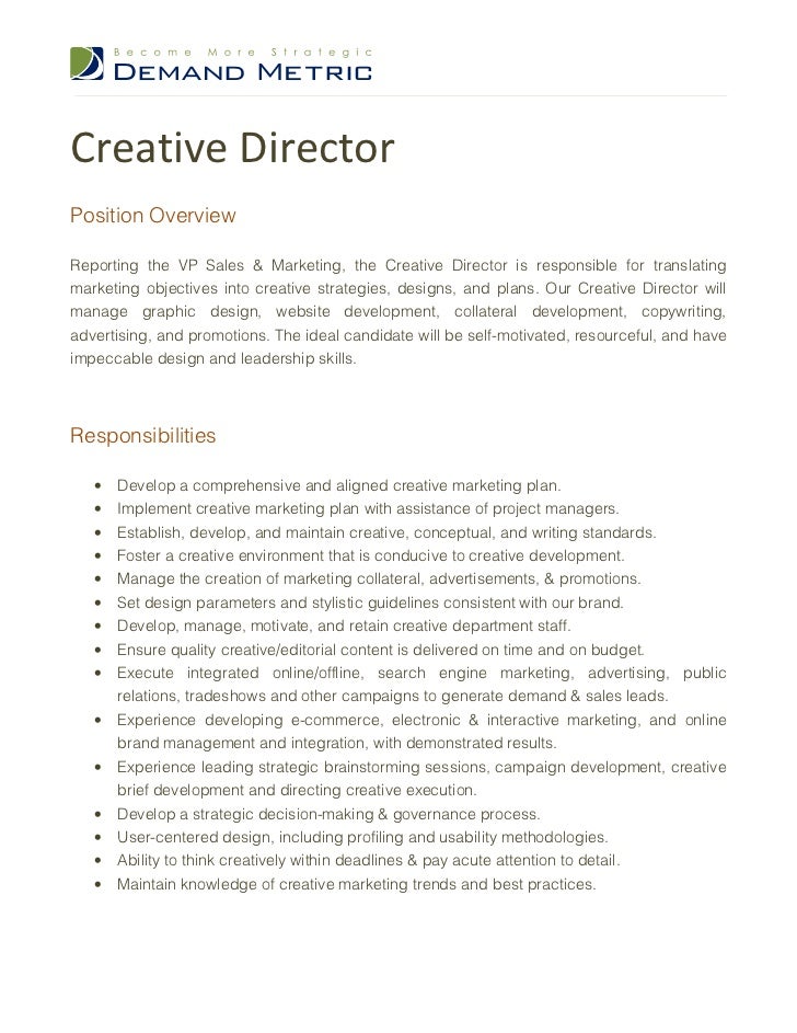 Director Of Design And Development Job Description Director Of Design And Development Job Description